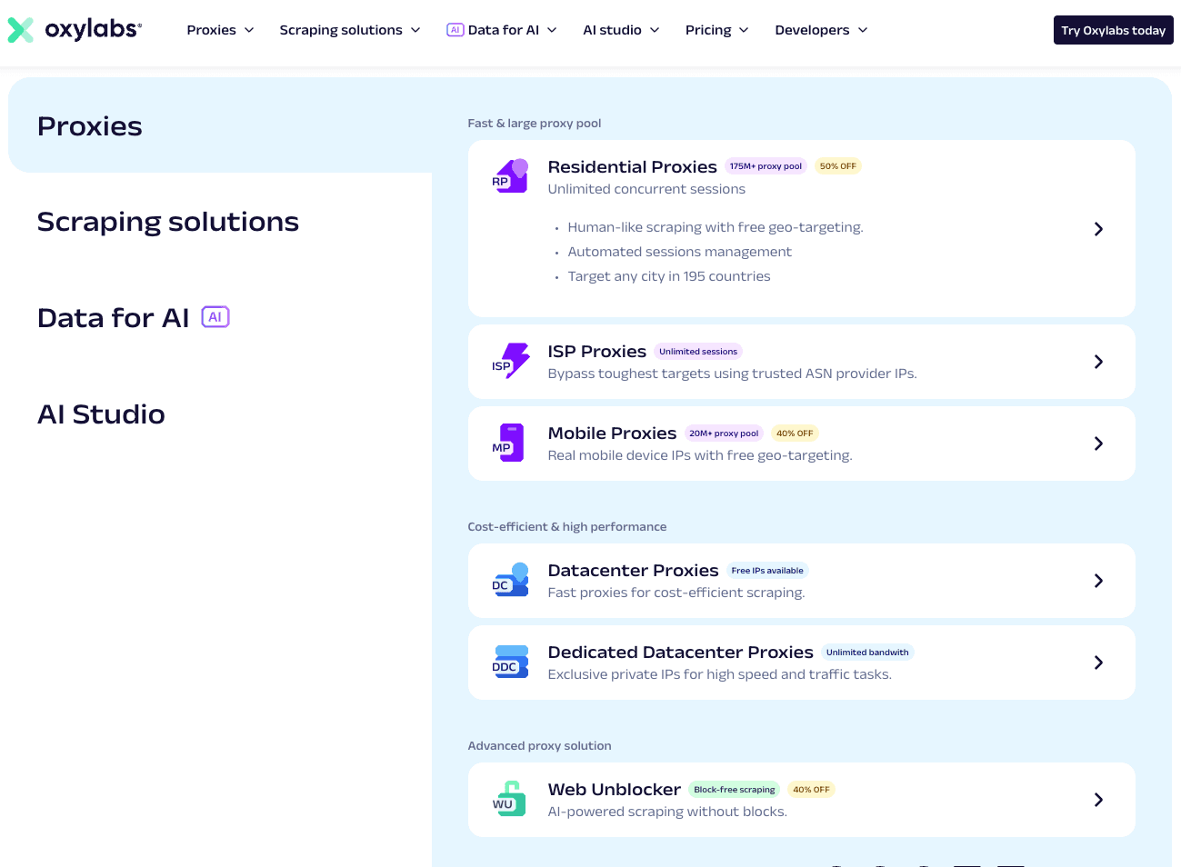 oxylabs feature section